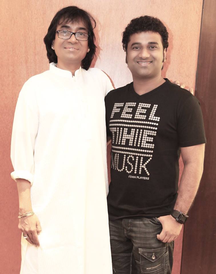 Devi Sri Prasad with his guru Mandolin U. Shrinivas