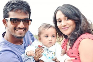 Kirik keerthi family- wife arpitha & son avishkar
