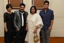 Sripriya family photo: sripriya with husband rajkumar sethupathy and children sneha, nagarjun
